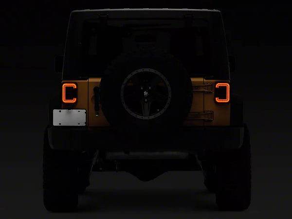 Raxiom 2007 - 2018 Jeep Wrangler JK Axial Series LED Halo Tail Lights- Black Housing (Dark Smoked Lens)
