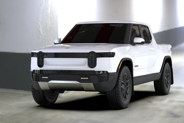 Rally Armor 2022 Rivian R1T Black UR Mud Flap w/ Nitrous Blue Logo - GUMOTORSPORT