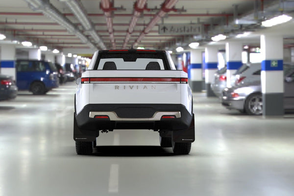 Rally Armor 2022 Rivian R1T Black UR Mud Flap w/ Orange Tangerine Scream Logo - GUMOTORSPORT