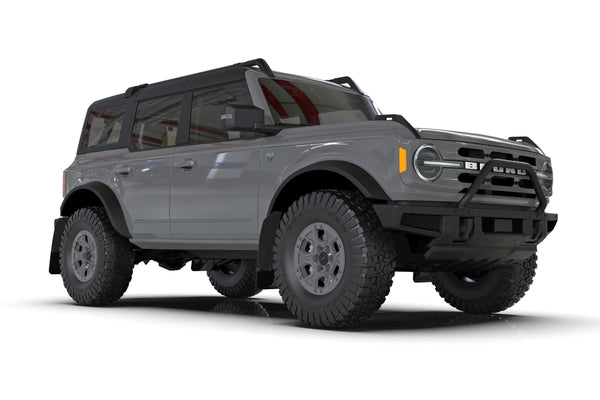Rally Armor 2021 + Ford Bronco (Plstc Bmpr - NO Rptr/Sprt - NO RR/RB) Blk Mud Flap w/Cy Orange Logo