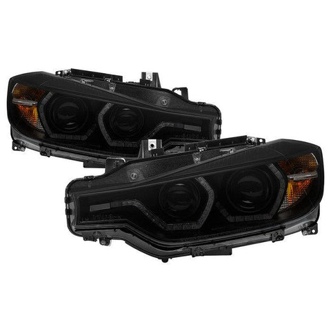 Spyder 12-14 BMW F30 3 Series 4DR Projector Headlights - LED DRL - Blk Smoke PRO-YD-BMWF3012-DRL-BSM - GUMOTORSPORT