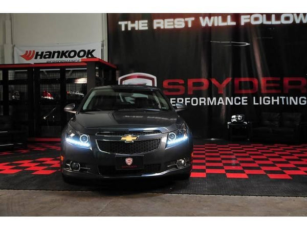 Spyder Chevy Cruze 2011 - 2014 Projector Headlights LED Halo -DRL Blk High H1 Low H7 PRO-YD-CCRZ11-DRL-BK - GUMOTORSPORT