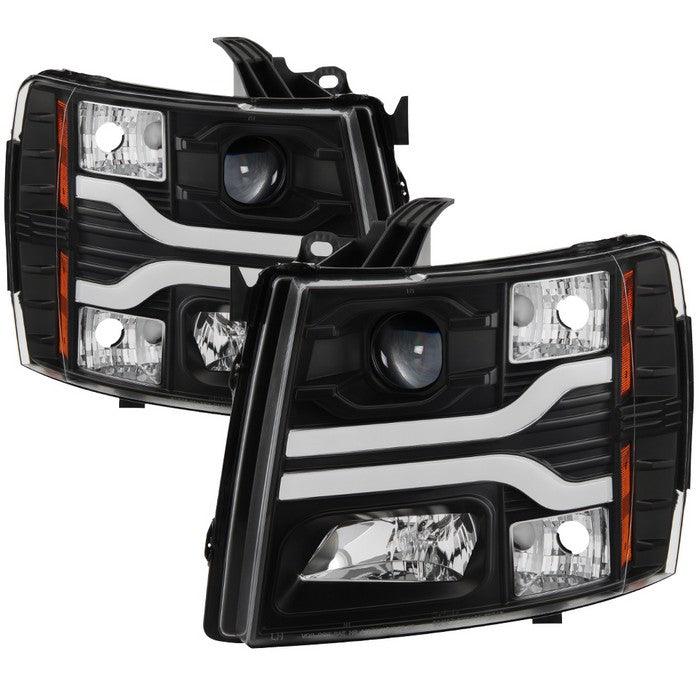 Spyder Chevy Silverado 1500 2007 - 2013 Version 3 Projector Headlights - Black PRO-YD-CS07V3-LBDRL-BK - GUMOTORSPORT