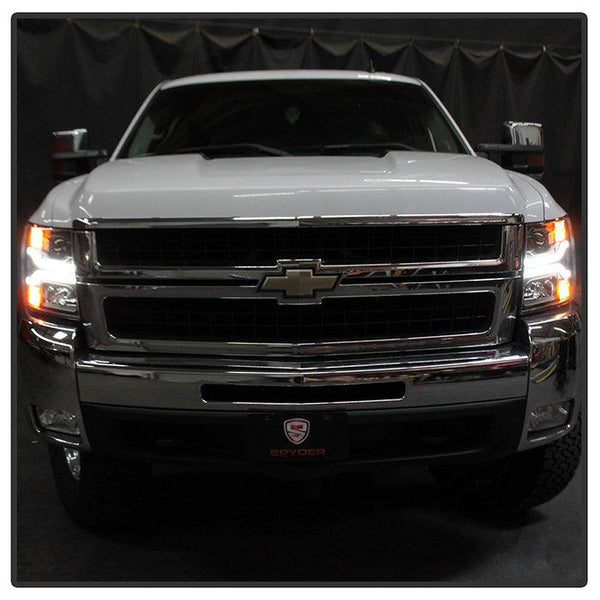 Spyder Chevy Silverado 1500 2007 - 2013 Version 3 Projector Headlights - Black PRO-YD-CS07V3-LBDRL-BK - GUMOTORSPORT