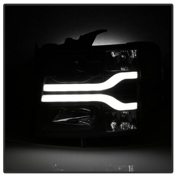 Spyder Chevy Silverado 1500 2007 - 2013 Version 3 Projector Headlights - Black PRO-YD-CS07V3-LBDRL-BK - GUMOTORSPORT