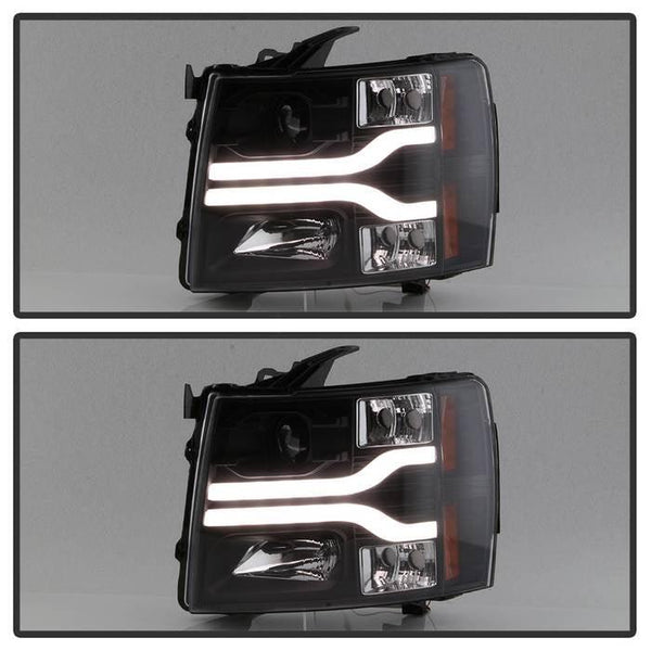 Spyder Chevy Silverado 1500 2007 - 2013 Version 3 Projector Headlights - Black PRO-YD-CS07V3-LBDRL-BK - GUMOTORSPORT