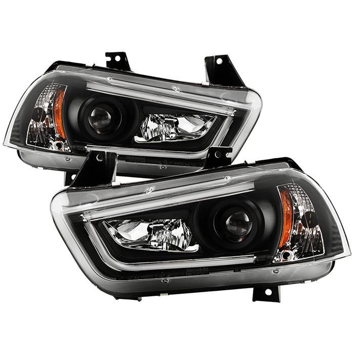 Spyder Dodge Charger 2011 - 2014 Projector Headlights Halogen - Light Tube DRL Blk PRO-YD-DCH11-LTDRL-BK - GUMOTORSPORT