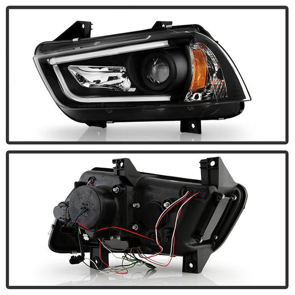 Spyder Dodge Charger 2011 - 2014 Projector Headlights Halogen - Light Tube DRL Blk PRO-YD-DCH11-LTDRL-BK - GUMOTORSPORT