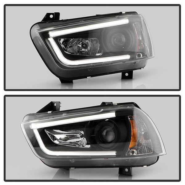 Spyder Dodge Charger 2011 - 2014 Projector Headlights Halogen - Light Tube DRL Blk PRO-YD-DCH11-LTDRL-BK - GUMOTORSPORT