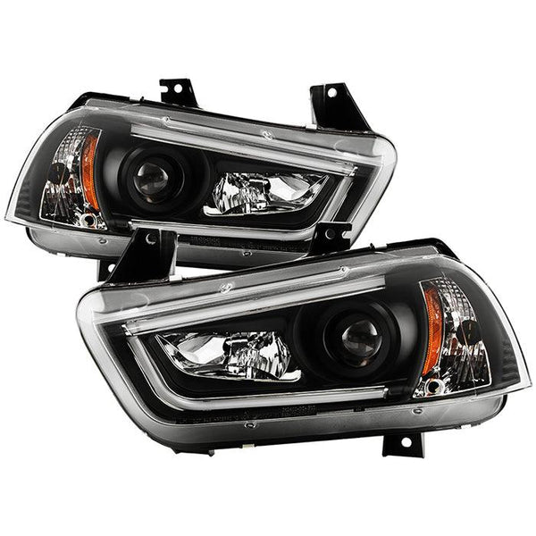 Spyder Dodge Charger 2011 - 2014 Projector Headlights Halogen - Light Tube DRL Blk PRO-YD-DCH11-LTDRL-BK - GUMOTORSPORT