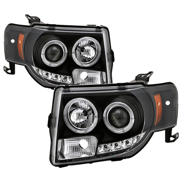 Spyder Ford Escape 2008 - 2012 Projector Headlights Halogen Model Only - DRL Black PRO-YD-FES08-DRL-BK