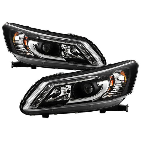 Spyder Honda Accord 2013-2015 4DR Projector Headlights Light Bar DRL Black PRO-YD-HA13-LBDRL-BK - GUMOTORSPORT