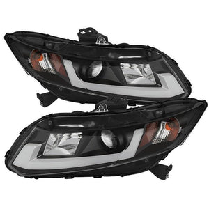 Spyder 2012 - 2014 Honda Civic (Excl. 2014 Coupe) Projector Headlights Lgtbr DRL Black PRO-YD-HC12-DRL-BK - GUMOTORSPORT