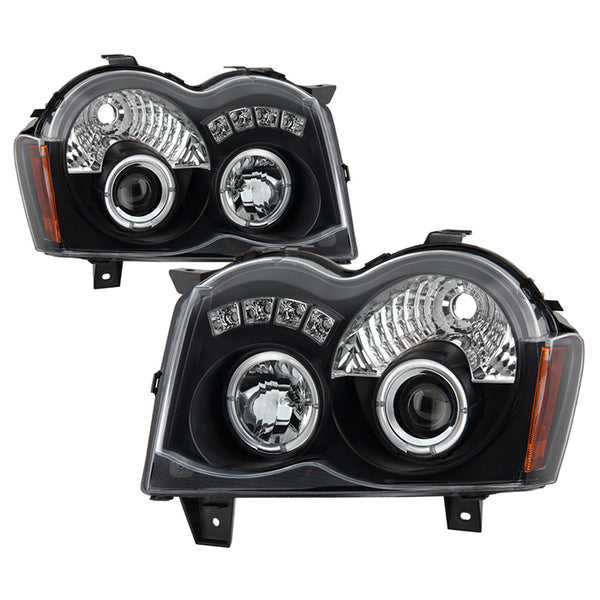 Spyder Jeep Grand Cherokee 2008 - 2010 Projector Headlights LED Halo LED Blk Low 9006 PRO-YD-JGC08-HL-BK