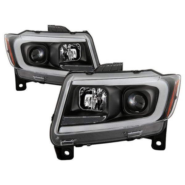 Spyder 2011 - 2013 Jeep Grand Cherokee - Light Bar Proj Headlights - Halo Model - Blk - PRO-YD-JGC11-LB-BK