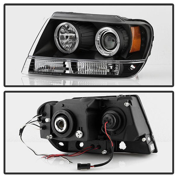 Spyder Jeep Grand Cherokee 1999 - 2004  Projector Headlights LED Halo LED Blk - PRO-YD-JGC99-HL-BK - GUMOTORSPORT