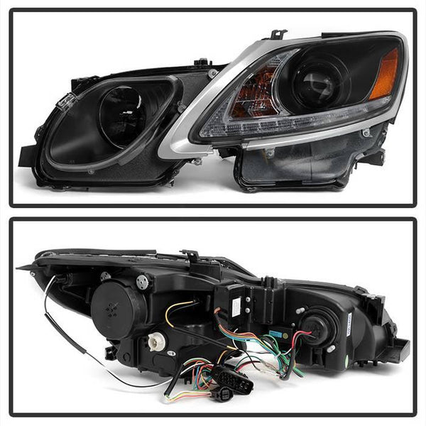 Spyder Lexus GS 300 / 350 / 450 2006 - 2011 Headlights - HID Model Only - Black PRO-YD-LG06-HID-DRL-BK - GUMOTORSPORT