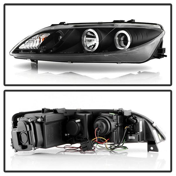 Spyder Mazda 6 2003 - 2005 With Fog Lights Projector Headlights LED Halo DRL Blk PRO-YD-M603-FOG-DRL-BK - GUMOTORSPORT