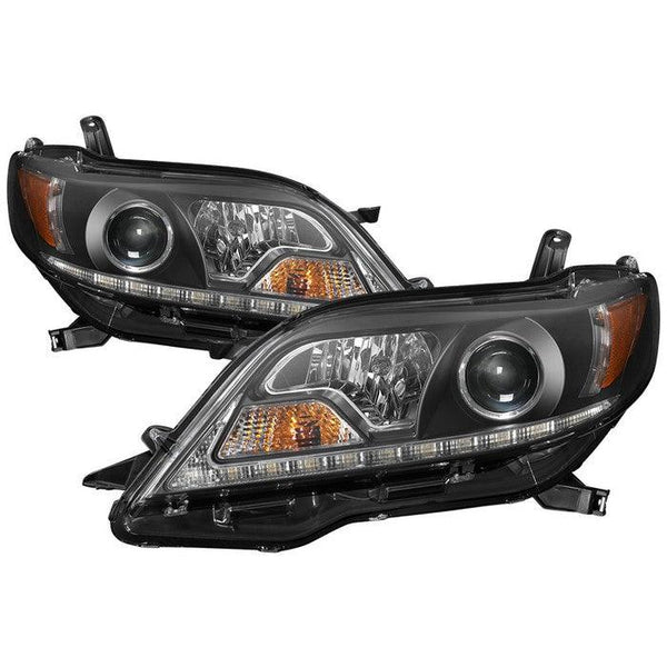 Spyder Toyota Sienna 2011-2014 Projector Headlights - DRL LED - Black PRO-YD-TSEN11-DRL-BK - GUMOTORSPORT