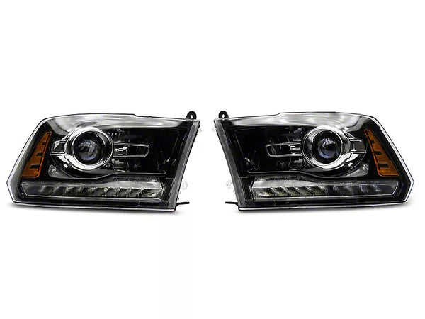 Raxiom 2009 - 2018 Dodge RAM 1500 LED Halo Headlights w/Switchback Turn Signals- Blk Housing (Clear Lens)