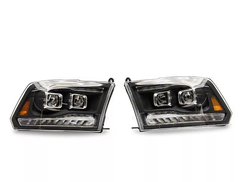 Raxiom 2009 - 2018 RAM 1500 LED Projector Headlights w/ Switchback Turn Signals- Blk Housing (Clear Lens)