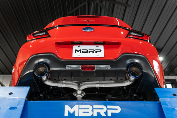 MBRP 2.5" Axle-Back Exhaust, 2022 + Subaru BRZ / Toyota GR86 2.4L Dual Split Rear, T304 SS w/ Carbon Fiber Tips