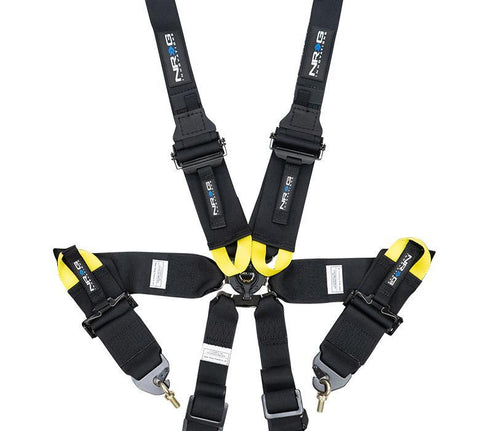 NRG FIA 6pt 2in. Shoulder Belt for HANS Device/ Rotary Cam Lock Buckle/ 3in. Waist Belt - Black - GUMOTORSPORT