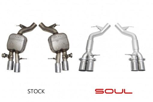 SOUL 12-18 BMW F06 / F12 / F13 M6 Resonated Muffler Bypass Exhaust - 3.5in Strght Cut Satin Blk Tips - GUMOTORSPORT