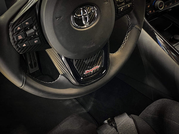 Sticker Fab Real Carbon Supra Steering Wheel Trim Overlay (Lower) - Toyota Supra 2020+