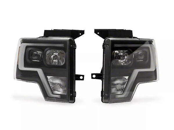 Raxiom 2009 - 2014 F-150 Projector Headlights w/ LED Accent- Black Housing (Clear Lens)