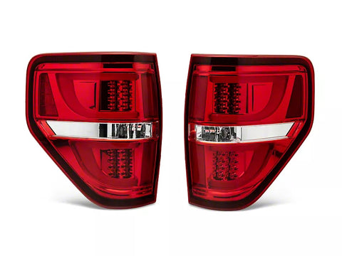 Raxiom 2009 - 2014 F-150 Styleside G2 LED Tail Lights- Chrome Housing Red / Clear Lens