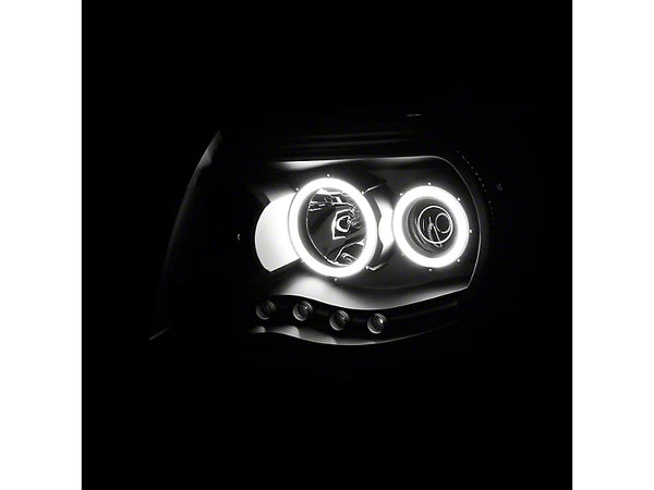 Raxiom 2005 - 2009 Tacoma Super White LED Halo Projector Headlights- Black Housing (Clear Lens)