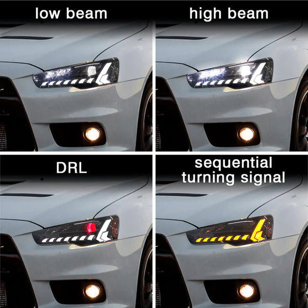 VLAND LED Projector Headlights Mitsubishi Lancer 2008-2017 Demon Eyes