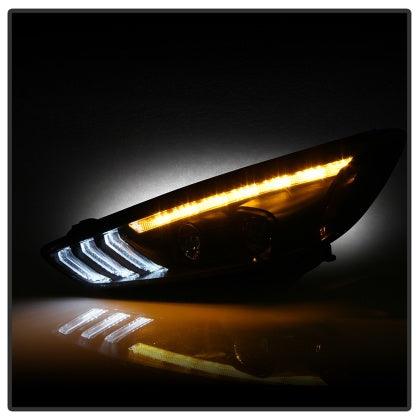 Spyder 15-18 Ford Focus Projector Headlights - Seq Turn Light Bar - Black PRO-YD-FF15-LBSEQ-BK - GUMOTORSPORT