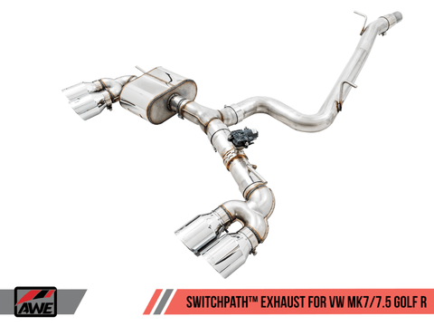 AWE Tuning Mk7 Golf R SwitchPath Exhaust w/Chrome Silver Tips 102mm - GUMOTORSPORT