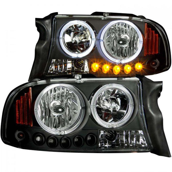 ANZO 1997 - 2004 Dodge Dakota / 1998 - 2003 Durango Projector Headlights w/ Halo Black 1 pc - GUMOTORSPORT