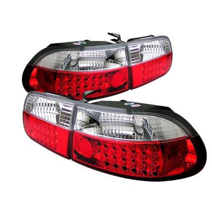 Spyder Honda Civic 92-95 3DR LED Tail Lights Red Clear ALT-YD-HC92-3D-LED-RC - GUMOTORSPORT