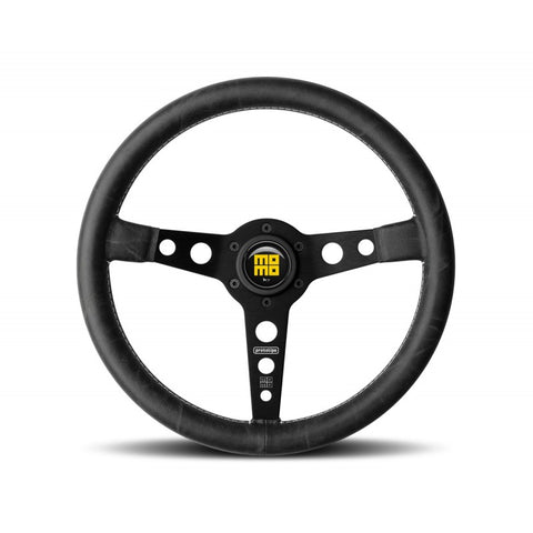 Momo Prototipo Heritage Steering Wheel 350 mm - Black Leather/White Stitch/Black Spokes