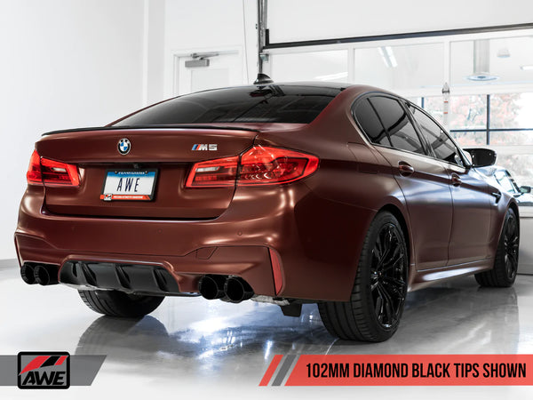 AWE Tuning 2018 - 2023 BMW M5 (F90) 4.4T AWD Cat-back Exhaust - Track Edition (Diamond Black Tips)
