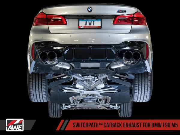 AWE Tuning  2018 - 2023 BMW F90 M5 SwitchPatch Cat-Back Exhaust- Black Diamond Tips