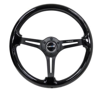 NRG Steering Wheels (350mm Black Wood - 3" Deep Dish) RST-018BK-BK - GUMOTORSPORT