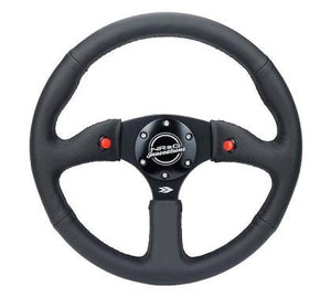 NRG Reinforced Steering Wheel (350mm/ 2.5in. Deep) Sport Leather Racing/ 4mm Matte Black Spoke - GUMOTORSPORT