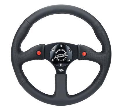 NRG Reinforced Steering Wheel (350mm/ 2.5in. Deep) Sport Leather Racing/ 4mm Matte Black Spoke - GUMOTORSPORT