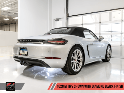 AWE Tuning Porsche 718 Boxster / Cayman Track Edition Exhaust - Diamond Black Tips - GUMOTORSPORT