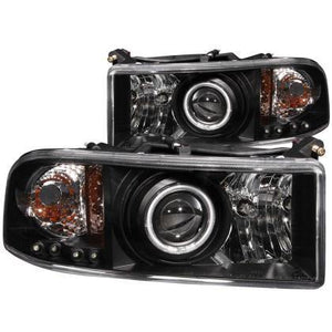 ANZO 1994-2001 Dodge Ram Projector Headlights w/ Halo Black - GUMOTORSPORT