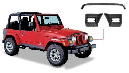 Bushwacker 97-06 Jeep Wrangler Trail Armor Hood Stone Guard and 2 Front Corners - Black - GUMOTORSPORT