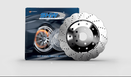 SHW 14-18 Audi RS7 4.0L Front Drilled-Dimpled Lightweight Wavy Brake Rotor - GUMOTORSPORT