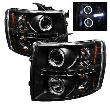 Spyder Chevy Silverado 1500 07-13 Projector Headlights LED Halo LED Blk PRO-YD-CS07-HL-BK - GUMOTORSPORT