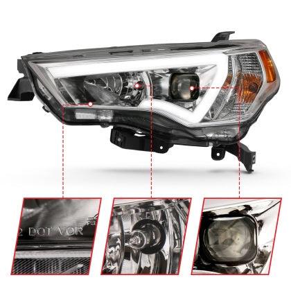 ANZO 2014 - 2021 Toyota 4 Runner Plank Style Projector Headlights Chrome w/ Amber - GUMOTORSPORT