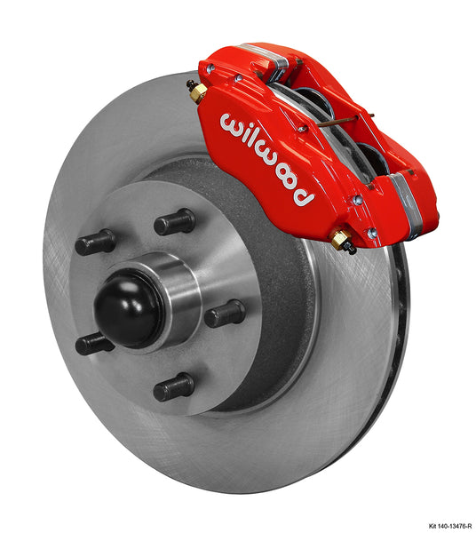Wilwood Forged Dynalite-M Front Kit 11.30in 1 PC Rotor&Hub Red 1965-1969 Mustang Disc & Drum Spindle